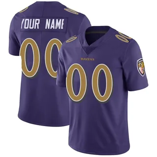 Custom Baltimore Ravens Youth Limited Custom Color Rush Vapor Untouchable Nike Jersey - Purple
