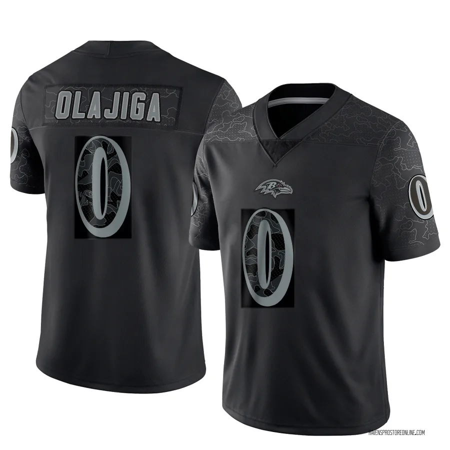 David Olajiga Baltimore Ravens Men's Limited Reflective Nike Jersey - Black