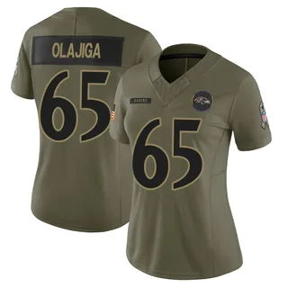 David Olajiga Baltimore Ravens Women's Limited 2025 Salute to Service Nike Jersey - Olive