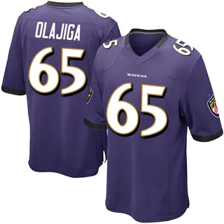 David Olajiga Baltimore Ravens Youth Game Team Color Nike Jersey - Purple