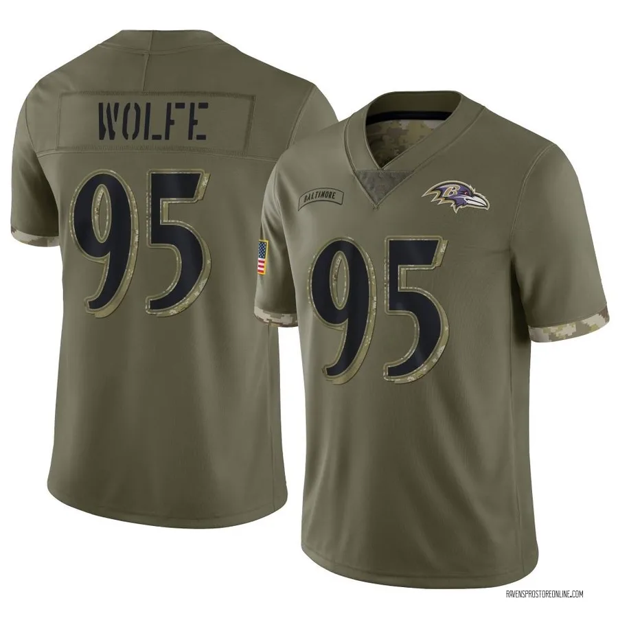 Derek Wolfe Baltimore Ravens Youth Limited 2022 Salute To Service Nike Jersey - Olive