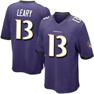 Devin Leary Baltimore Ravens Youth Game Team Color Nike Jersey - Purple