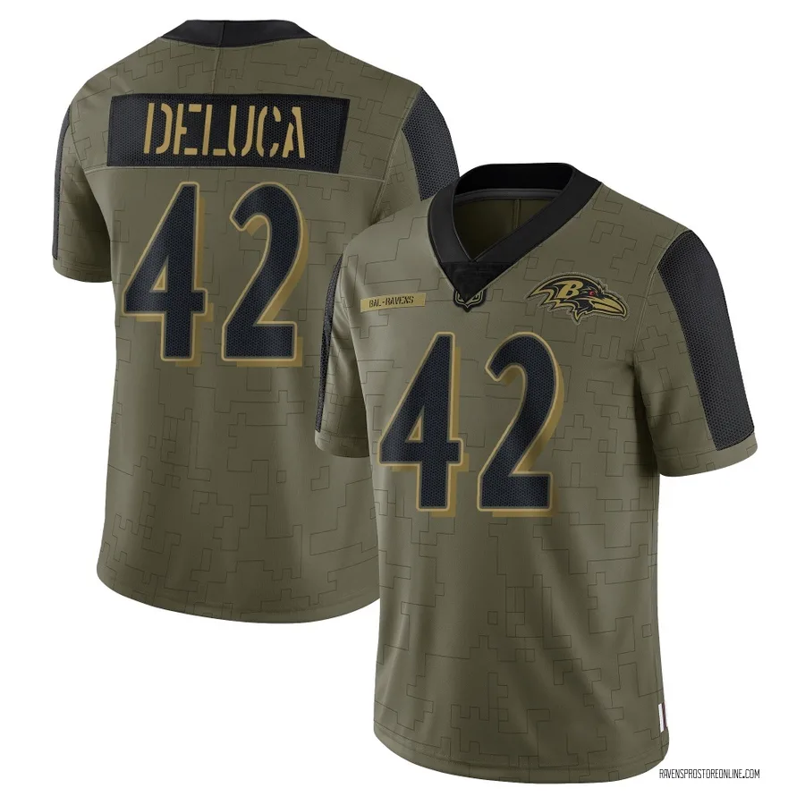 Dominic DeLuca Baltimore Ravens Men's Limited 2021 Salute To Service Nike Jersey - Olive