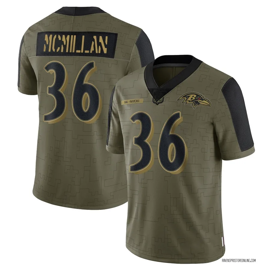 Dontae McMillan Baltimore Ravens Men's Limited 2021 Salute To Service Nike Jersey - Olive
