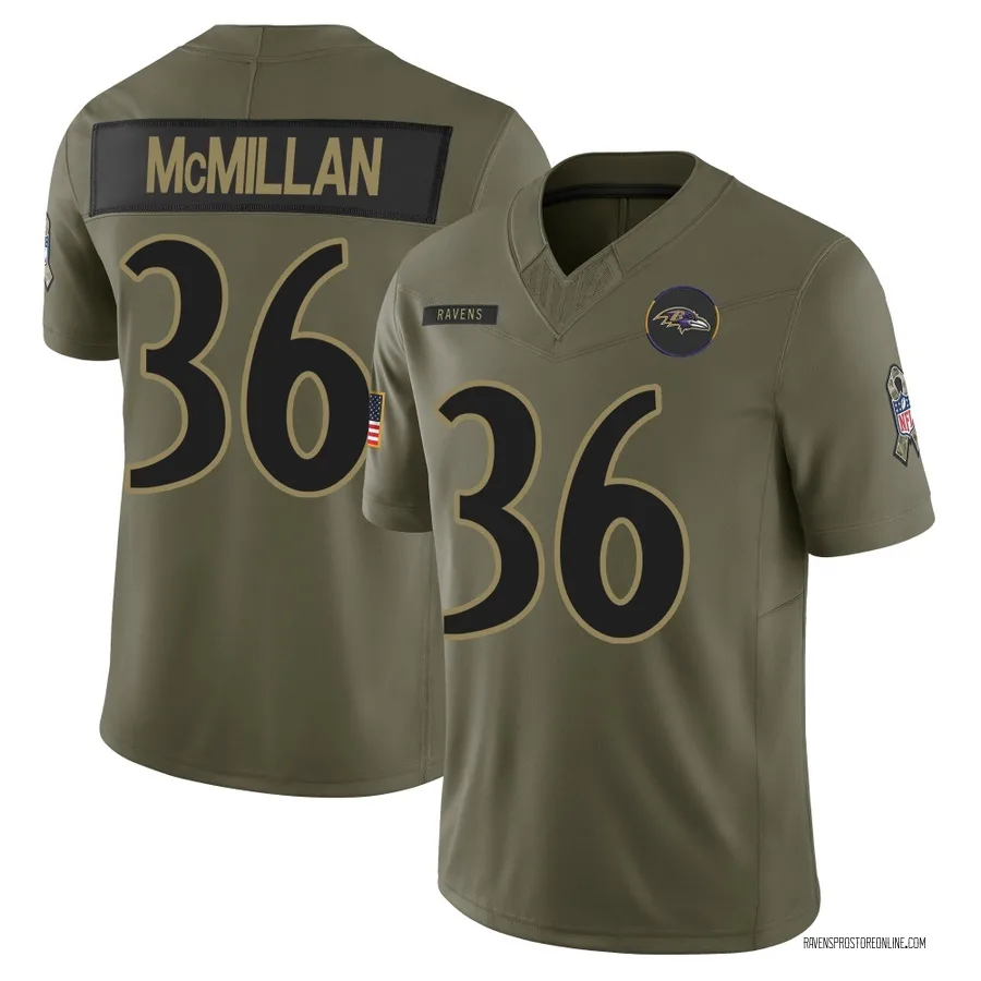 Dontae McMillan Baltimore Ravens Youth Limited 2025 Salute to Service Nike Jersey - Olive