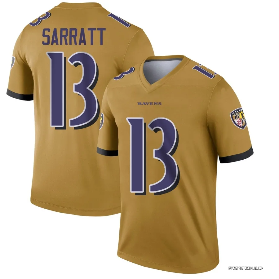 Elijah Sarratt Baltimore Ravens Men's Legend Inverted Nike Jersey - Gold