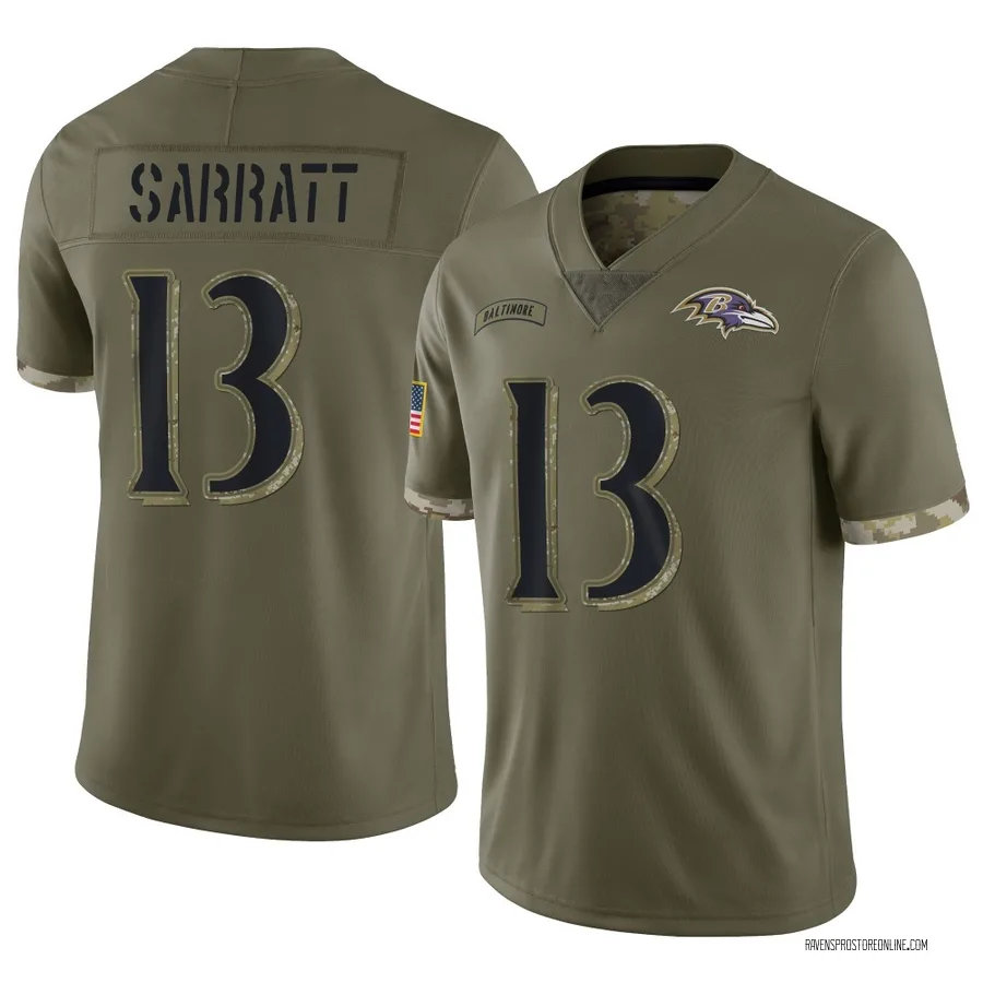 Elijah Sarratt Baltimore Ravens Men's Limited 2022 Salute To Service Nike Jersey - Olive