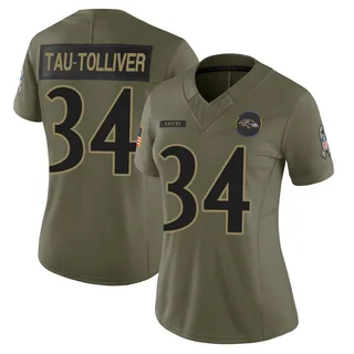 Elijah Tau-Tolliver Baltimore Ravens Women's Limited 2025 Salute to Service Nike Jersey - Olive