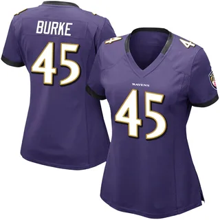 Ethan Burke Baltimore Ravens Women's Limited Team Color Vapor Untouchable Nike Jersey - Purple