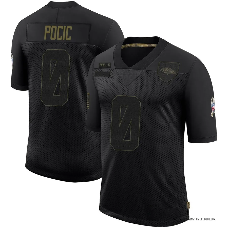 Ethan Pocic Baltimore Ravens Men's Limited 2020 Salute To Service Nike Jersey - Black