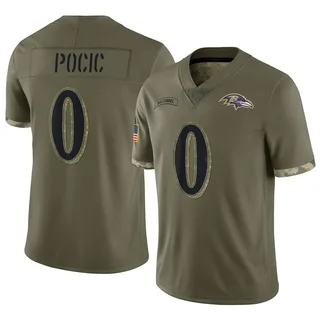 Ethan Pocic Baltimore Ravens Men's Limited 2022 Salute To Service Nike Jersey - Olive