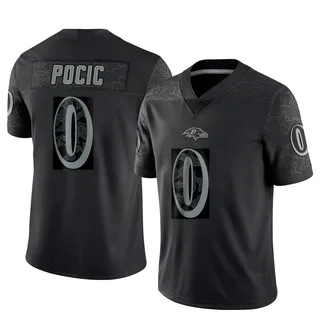 Ethan Pocic Baltimore Ravens Men's Limited Reflective Nike Jersey - Black