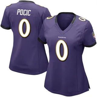 Ethan Pocic Baltimore Ravens Women's Limited Team Color Vapor Untouchable Nike Jersey - Purple