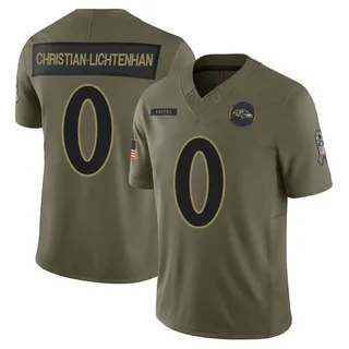 Gerad Christian-Lichtenhan Baltimore Ravens Youth Limited 2025 Salute to Service Nike Jersey - Olive