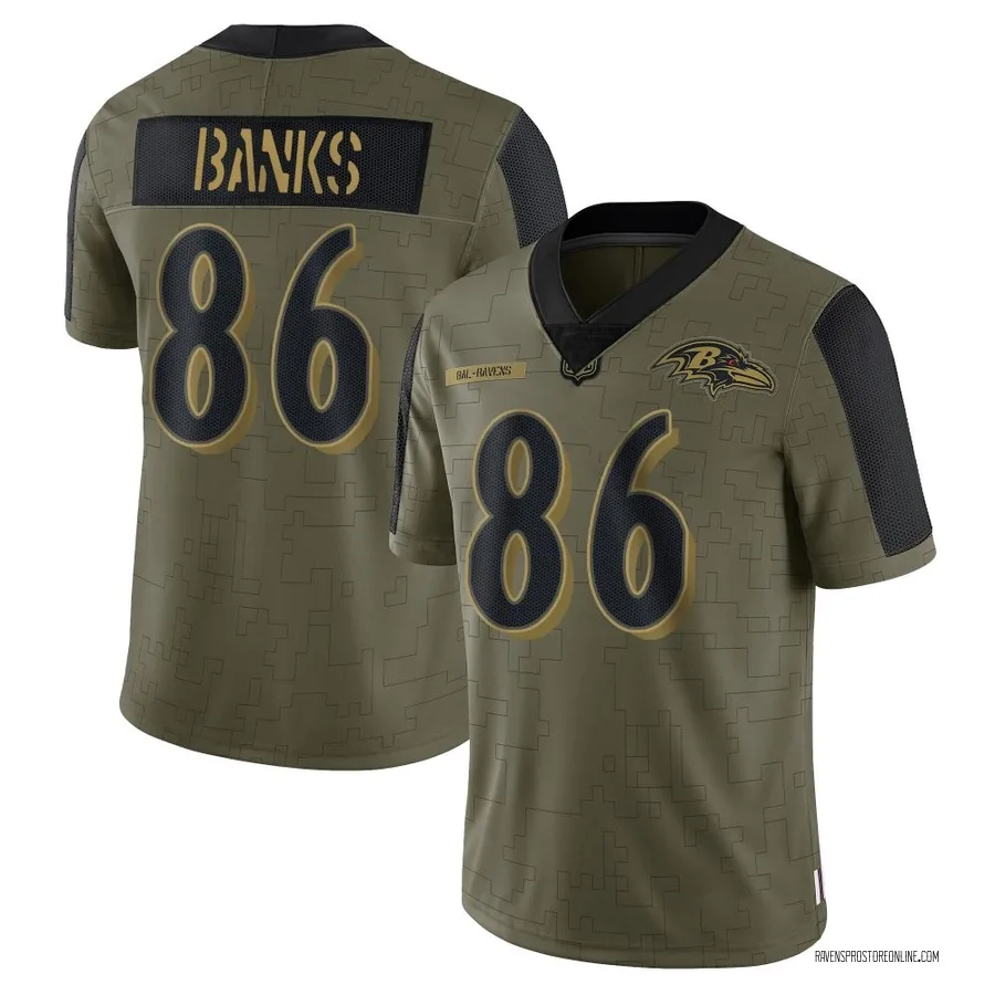 Jahmal Banks Baltimore Ravens Men's Limited 2021 Salute To Service Nike Jersey - Olive