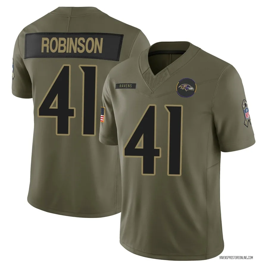 Jahquez Robinson Baltimore Ravens Men's Limited 2025 Salute to Service Nike Jersey - Olive