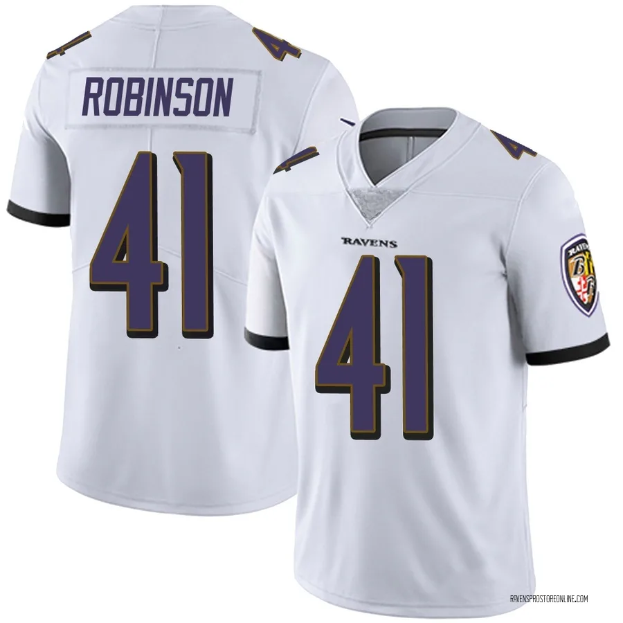 Jahquez Robinson Baltimore Ravens Men's Limited Vapor Untouchable Nike Jersey - White