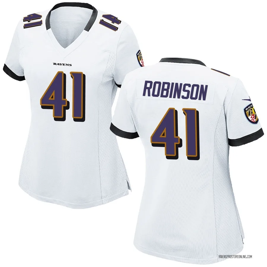 Jahquez Robinson Baltimore Ravens Women's Game Nike Jersey - White