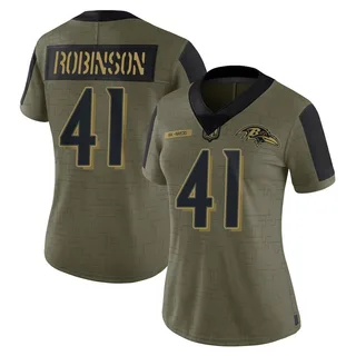 Jahquez Robinson Baltimore Ravens Women's Limited 2021 Salute To Service Nike Jersey - Olive