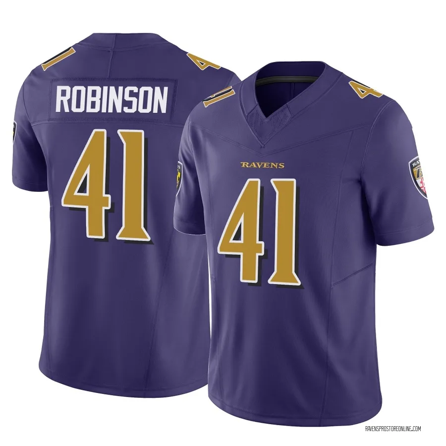 Jahquez Robinson Baltimore Ravens Youth Limited Vapor F.U.S.E. Nike Jersey - Purple
