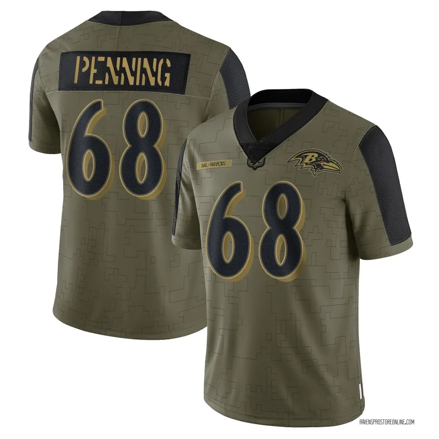Jared Penning Baltimore Ravens Men's Limited 2021 Salute To Service Nike Jersey - Olive