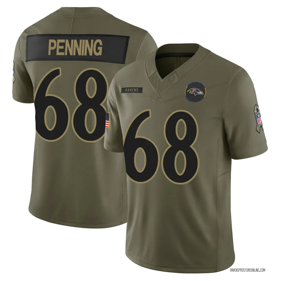Jared Penning Baltimore Ravens Men's Limited 2025 Salute to Service Nike Jersey - Olive