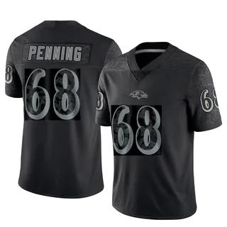 Jared Penning Baltimore Ravens Men's Limited Reflective Nike Jersey - Black