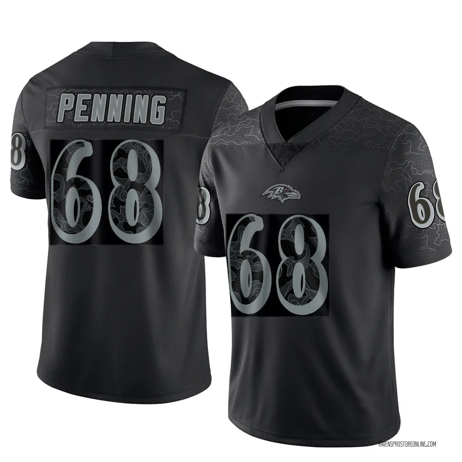 Jared Penning Baltimore Ravens Men's Limited Reflective Nike Jersey - Black
