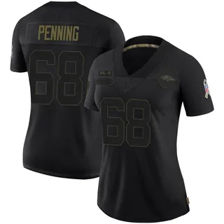 Jared Penning Baltimore Ravens Women's Limited 2020 Salute To Service Nike Jersey - Black