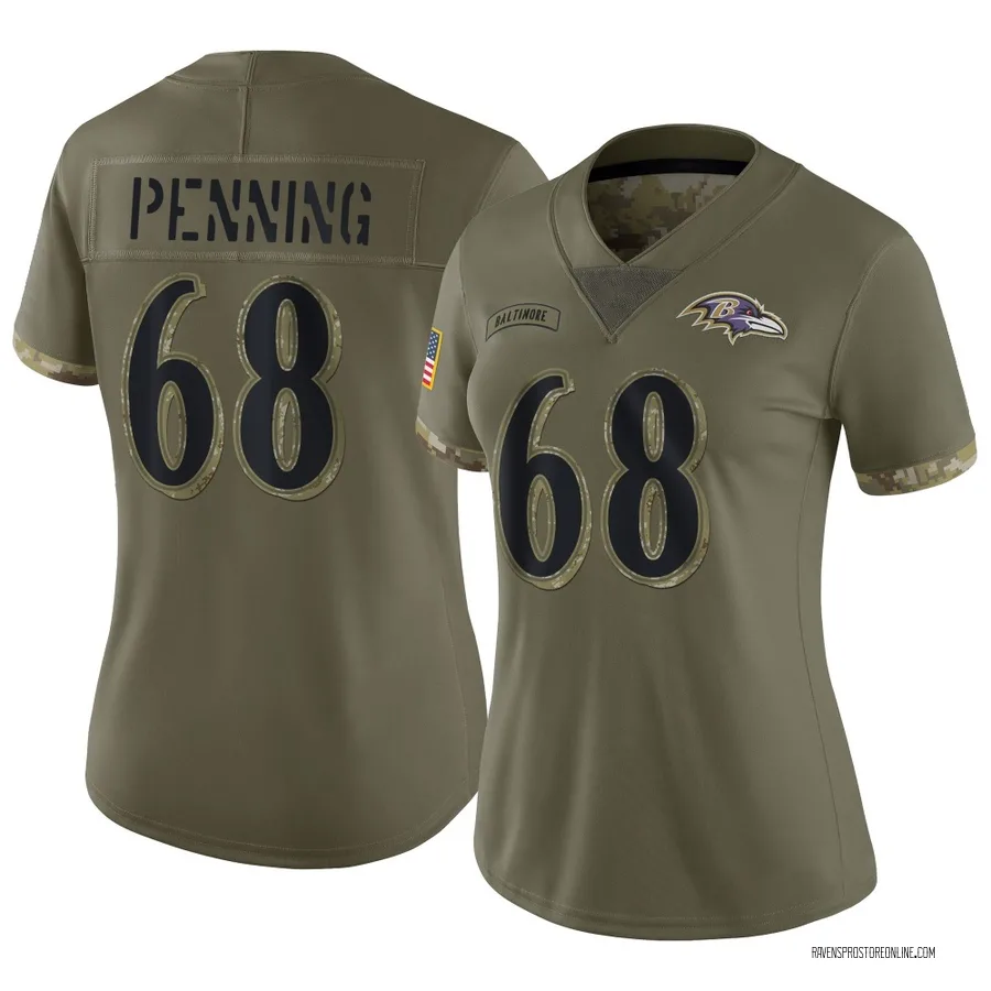 Jared Penning Baltimore Ravens Women's Limited 2022 Salute To Service Nike Jersey - Olive