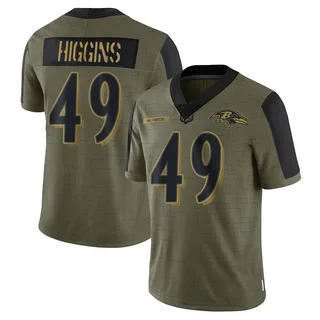 Jay Higgins Baltimore Ravens Men's Limited 2021 Salute To Service Nike Jersey - Olive