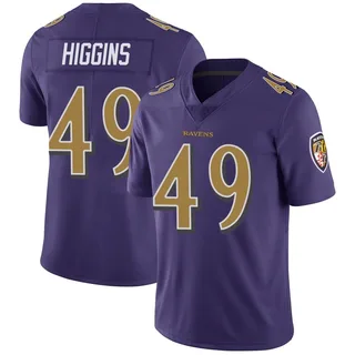 Jay Higgins Baltimore Ravens Men's Limited Color Rush Vapor Untouchable Nike Jersey - Purple