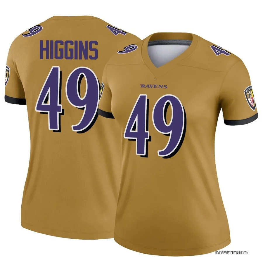 Jay Higgins Baltimore Ravens Women's Legend Inverted Nike Jersey - Gold