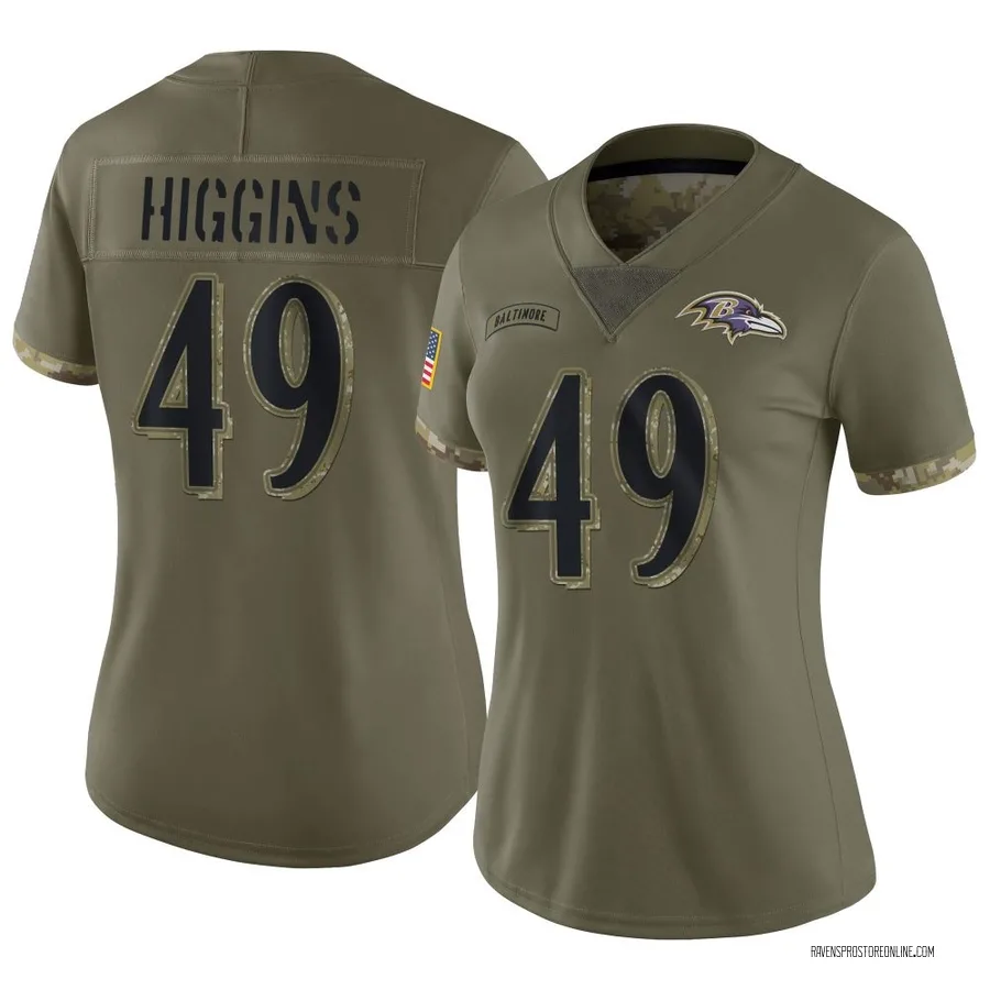 Jay Higgins Baltimore Ravens Women's Limited 2022 Salute To Service Nike Jersey - Olive