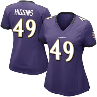 Jay Higgins Baltimore Ravens Women's Limited Team Color Vapor Untouchable Nike Jersey - Purple