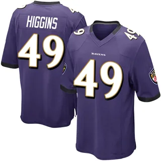 Jay Higgins Baltimore Ravens Youth Game Team Color Nike Jersey - Purple