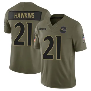 Jaylinn Hawkins Baltimore Ravens Men's Limited 2025 Salute to Service Nike Jersey - Olive