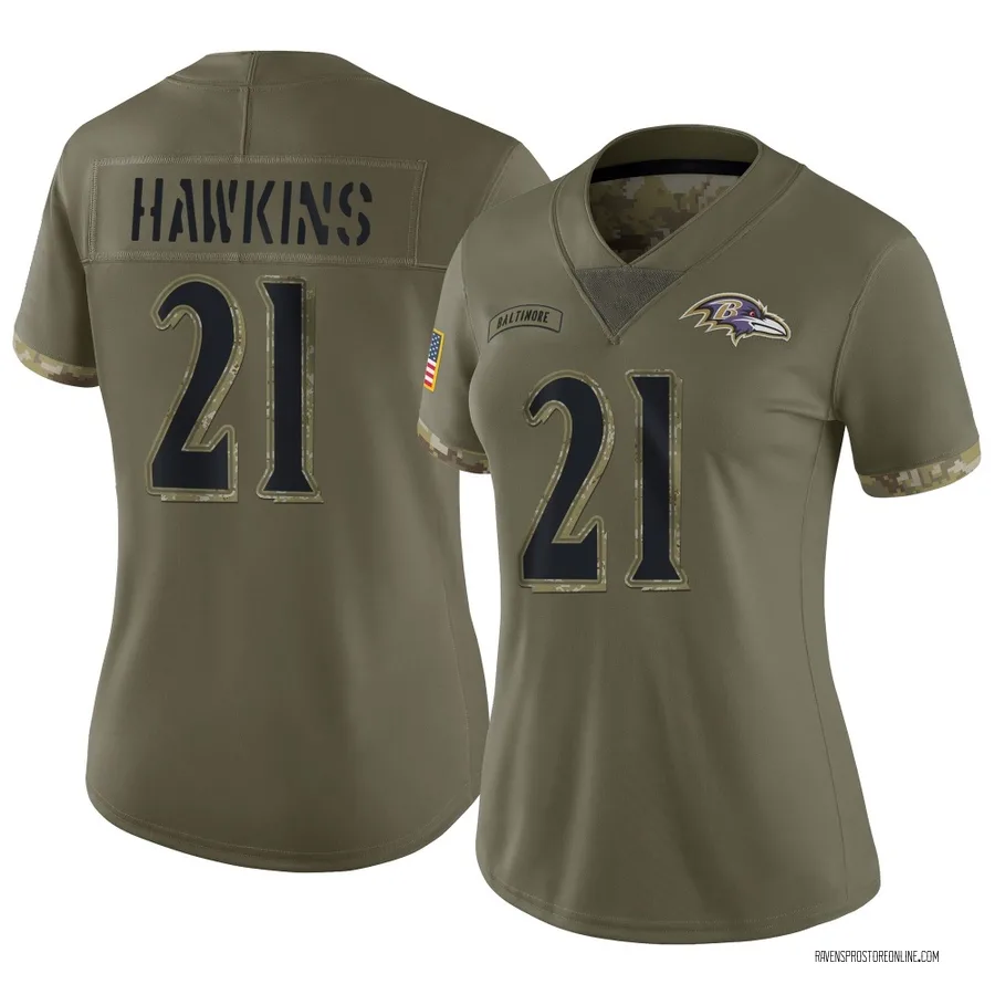 Jaylinn Hawkins Baltimore Ravens Women's Limited 2022 Salute To Service Nike Jersey - Olive