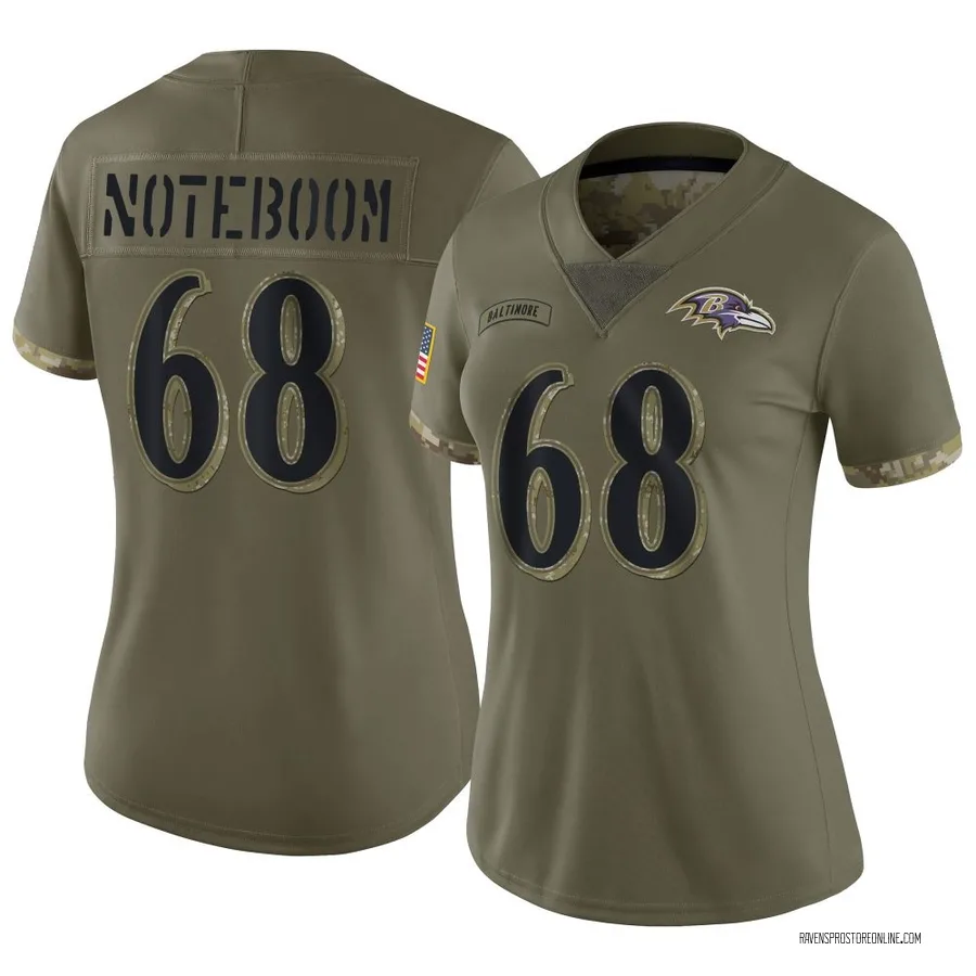 Joe Noteboom Baltimore Ravens Women's Limited 2022 Salute To Service Nike Jersey - Olive