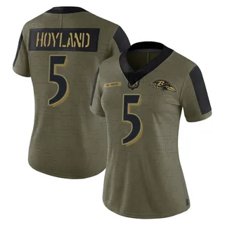 John Hoyland Baltimore Ravens Women's Limited 2021 Salute To Service Nike Jersey - Olive