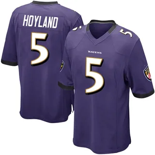 John Hoyland Baltimore Ravens Youth Game Team Color Nike Jersey - Purple