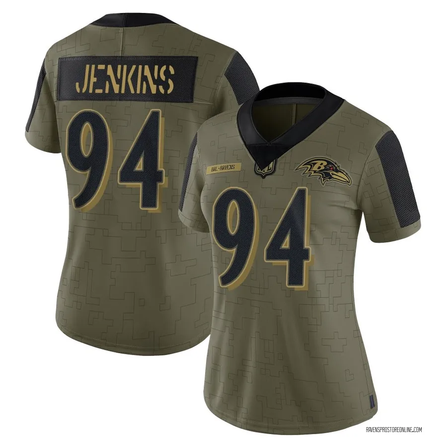 John Jenkins Baltimore Ravens Women's Limited 2021 Salute To Service Nike Jersey - Olive