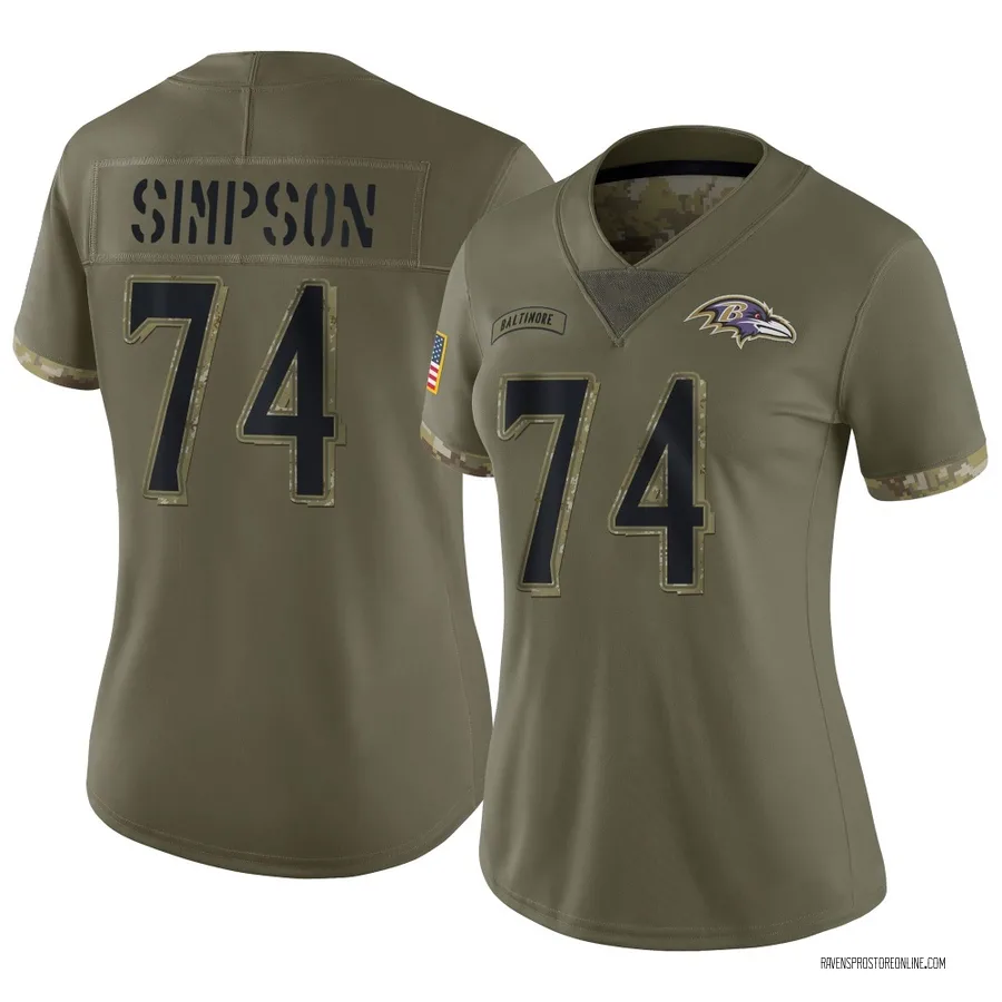 John Simpson Baltimore Ravens Women's Limited 2022 Salute To Service Nike Jersey - Olive