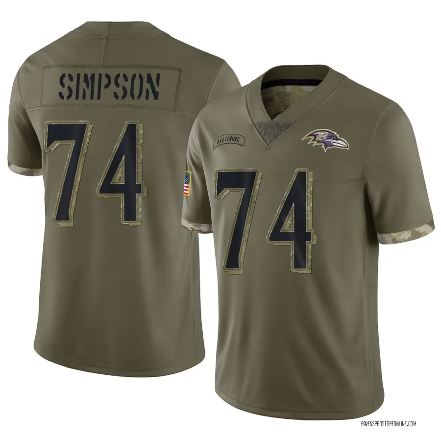 John Simpson Baltimore Ravens Youth Limited 2022 Salute To Service Nike Jersey - Olive