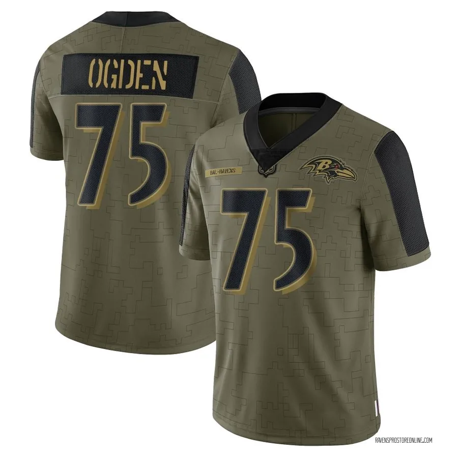 Jonathan Ogden Baltimore Ravens Men's Limited 2021 Salute To Service Nike Jersey - Olive