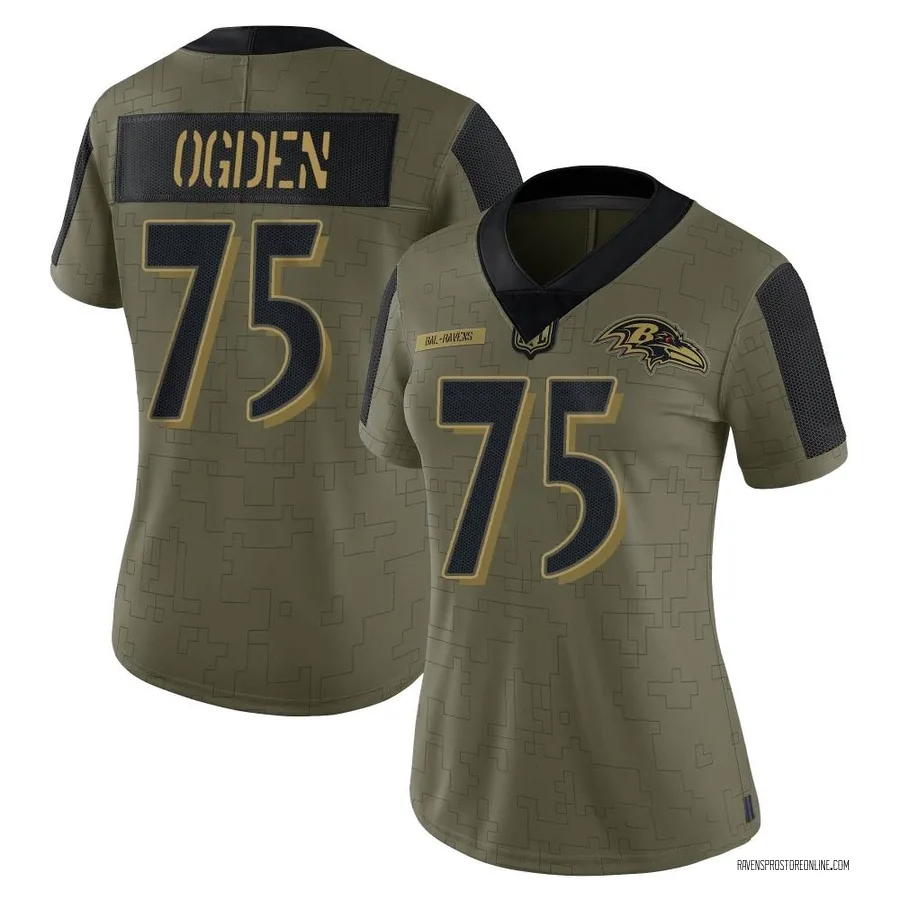Jonathan Ogden Baltimore Ravens Women's Limited 2021 Salute To Service Nike Jersey - Olive
