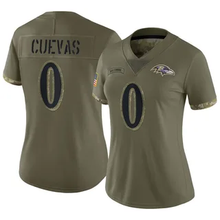 Josh Cuevas Baltimore Ravens Women's Limited 2022 Salute To Service Nike Jersey - Olive