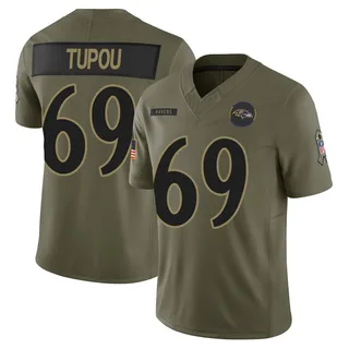 Josh Tupou Baltimore Ravens Men's Limited 2025 Salute to Service Nike Jersey - Olive