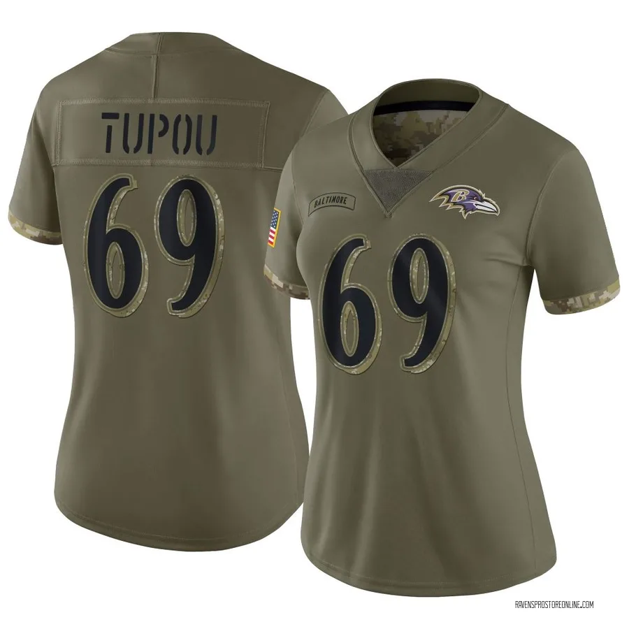 Josh Tupou Baltimore Ravens Women's Limited 2022 Salute To Service Nike Jersey - Olive