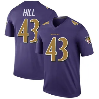 Justice Hill Baltimore Ravens Men's Color Rush Legend Nike Jersey - Purple